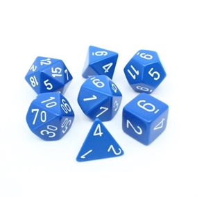 Opaque Blue White - Polyhedral Rollespils Terning Sæt - Chessex
